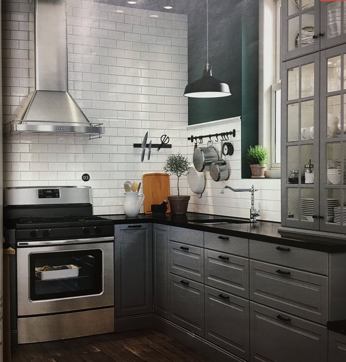 Кухня икеа Будбин серая