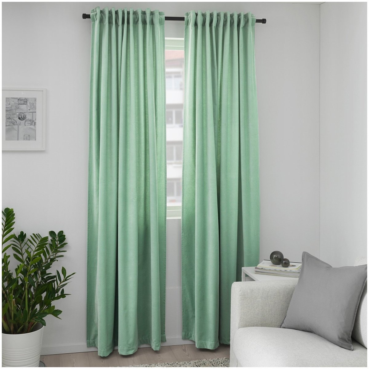 МАЙГУЛЛ гардины, блокирующие свет, 1 пара, серый, 145x300 см