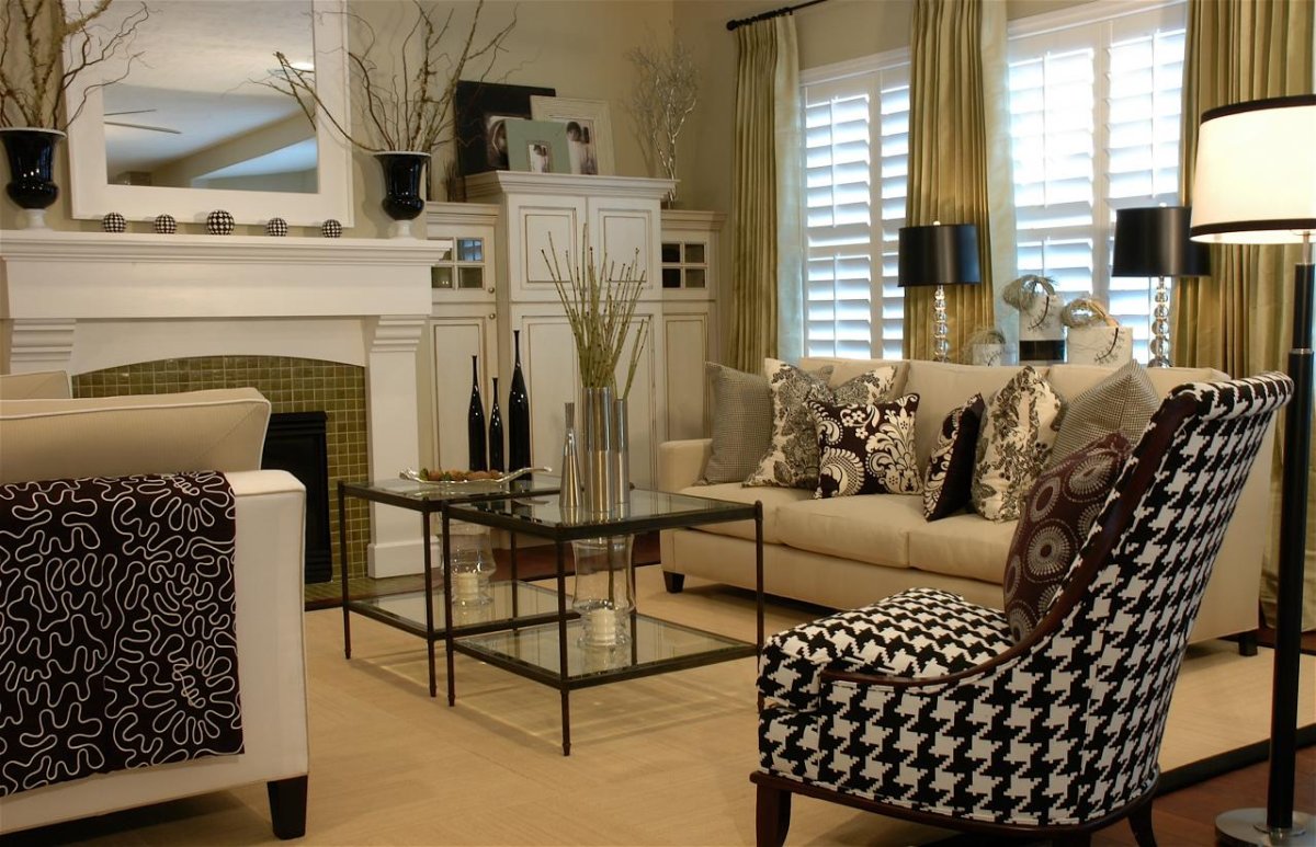 Диван гусиная лапка в интерьере