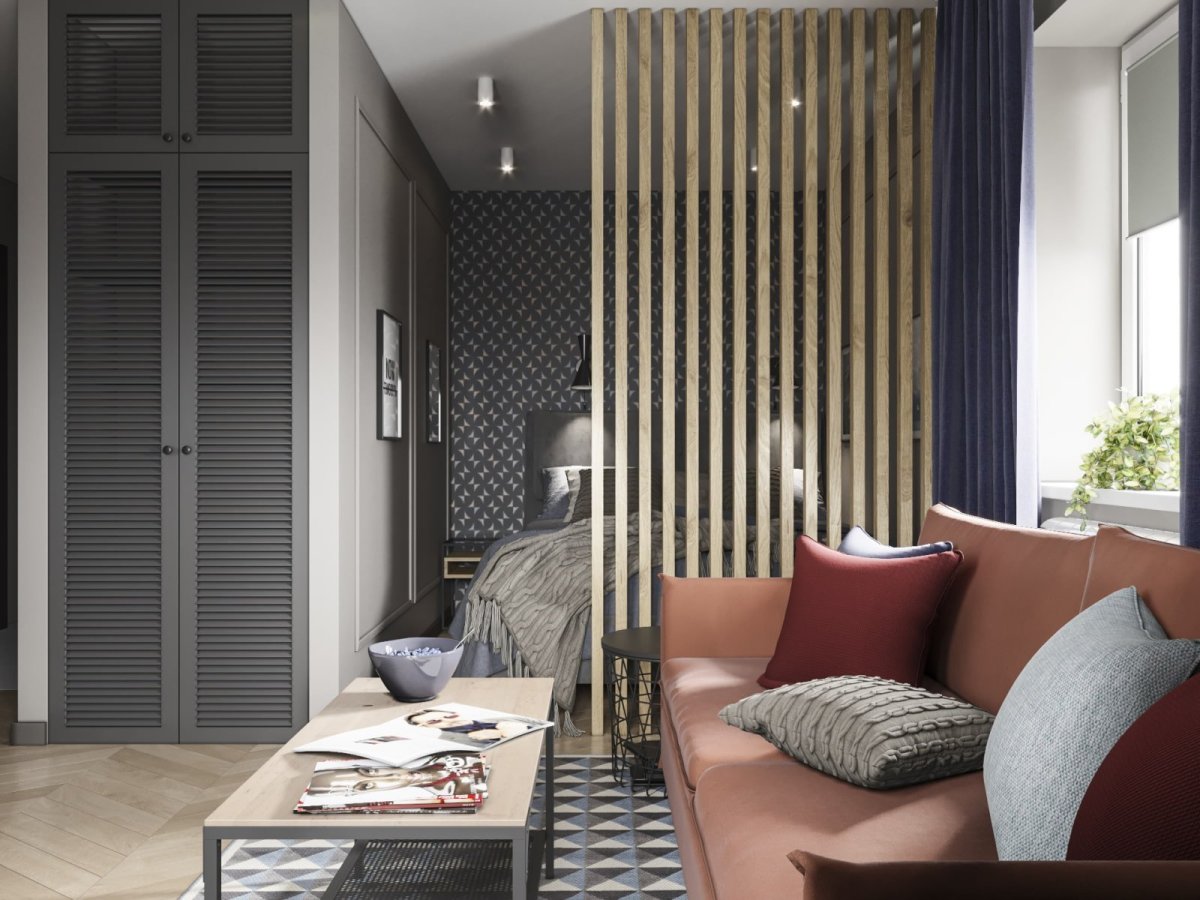 Деревянные рейки в интерьере