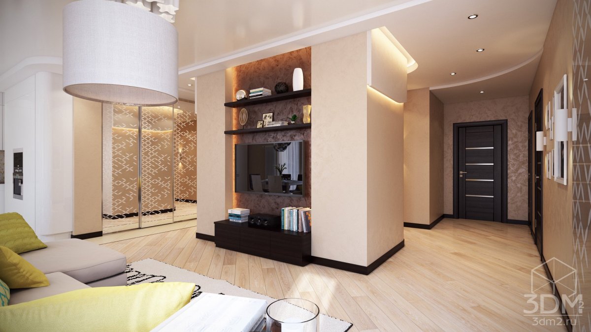 Холл совмещенный с кухней-гостиной