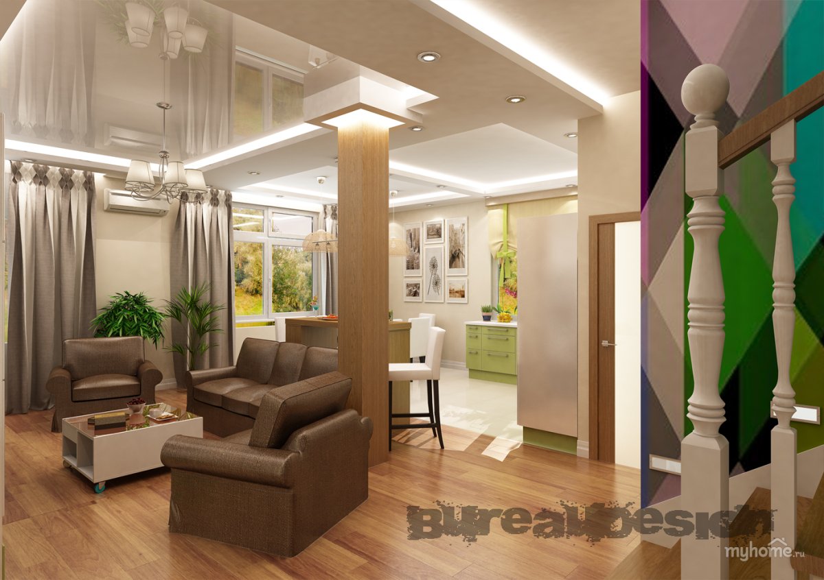 Гостиная совмещенная с коридором