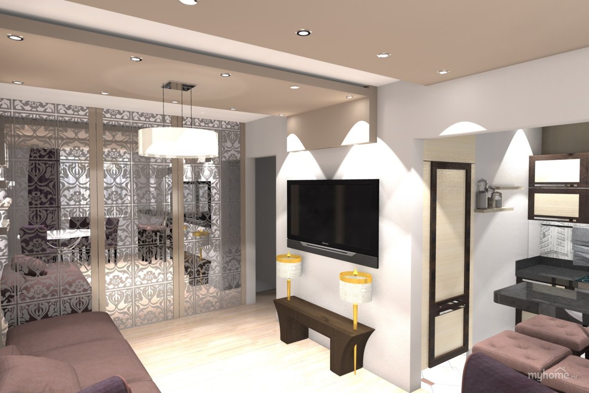 Гостиная совмещенная с коридором