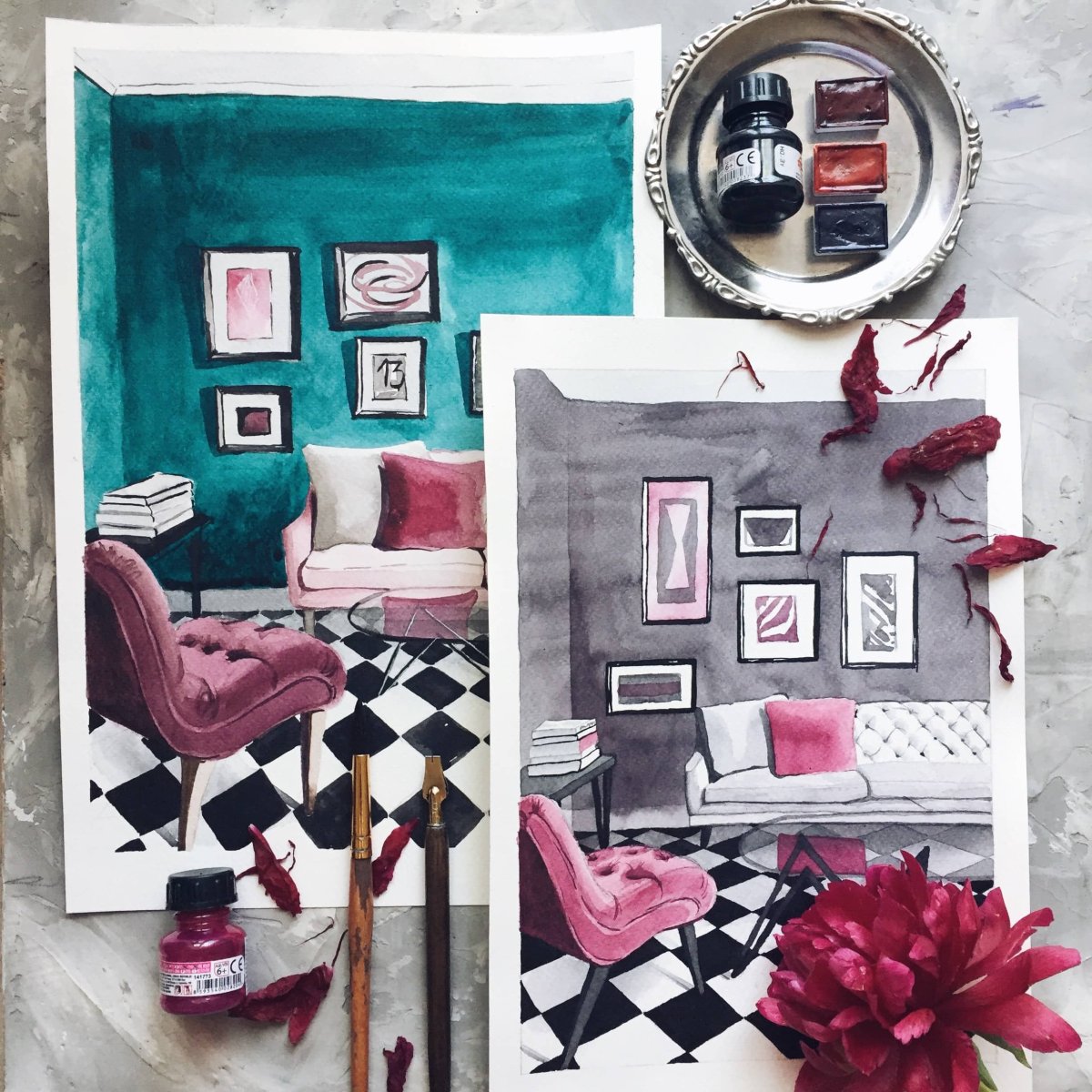 Композиция картин на стене