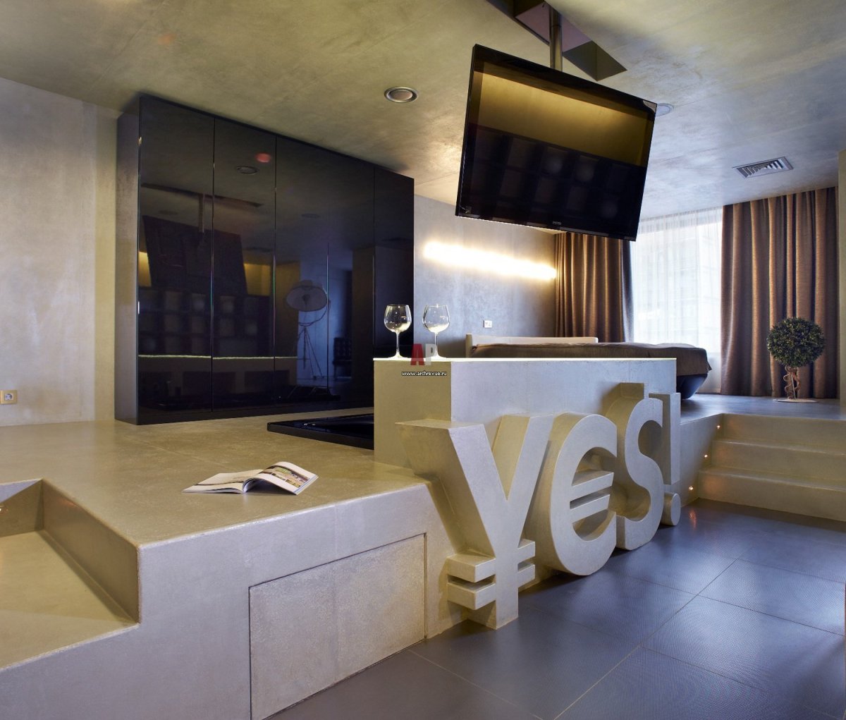 Подсветка подиума на кухне