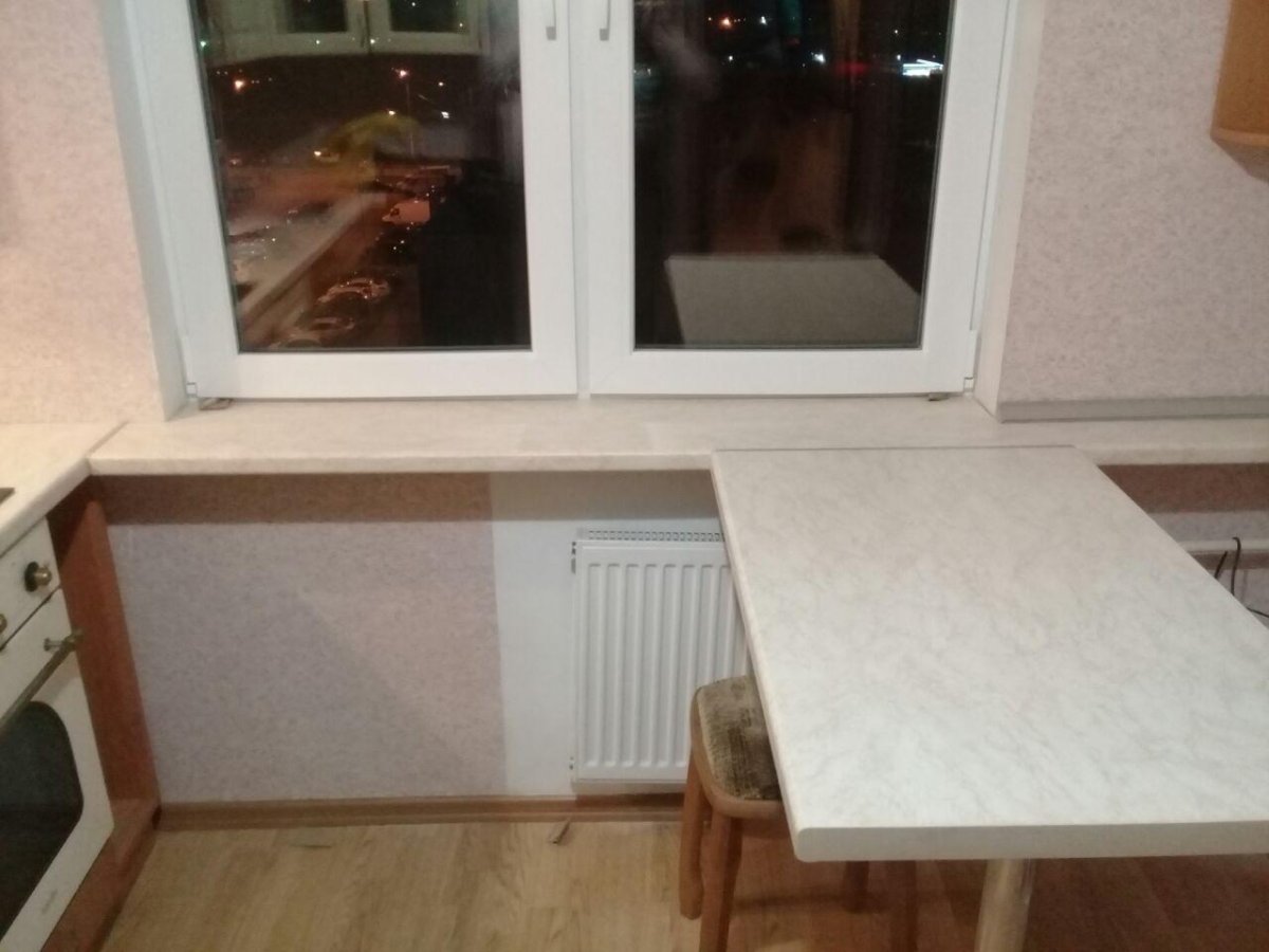 Подоконник-столешница на кухне