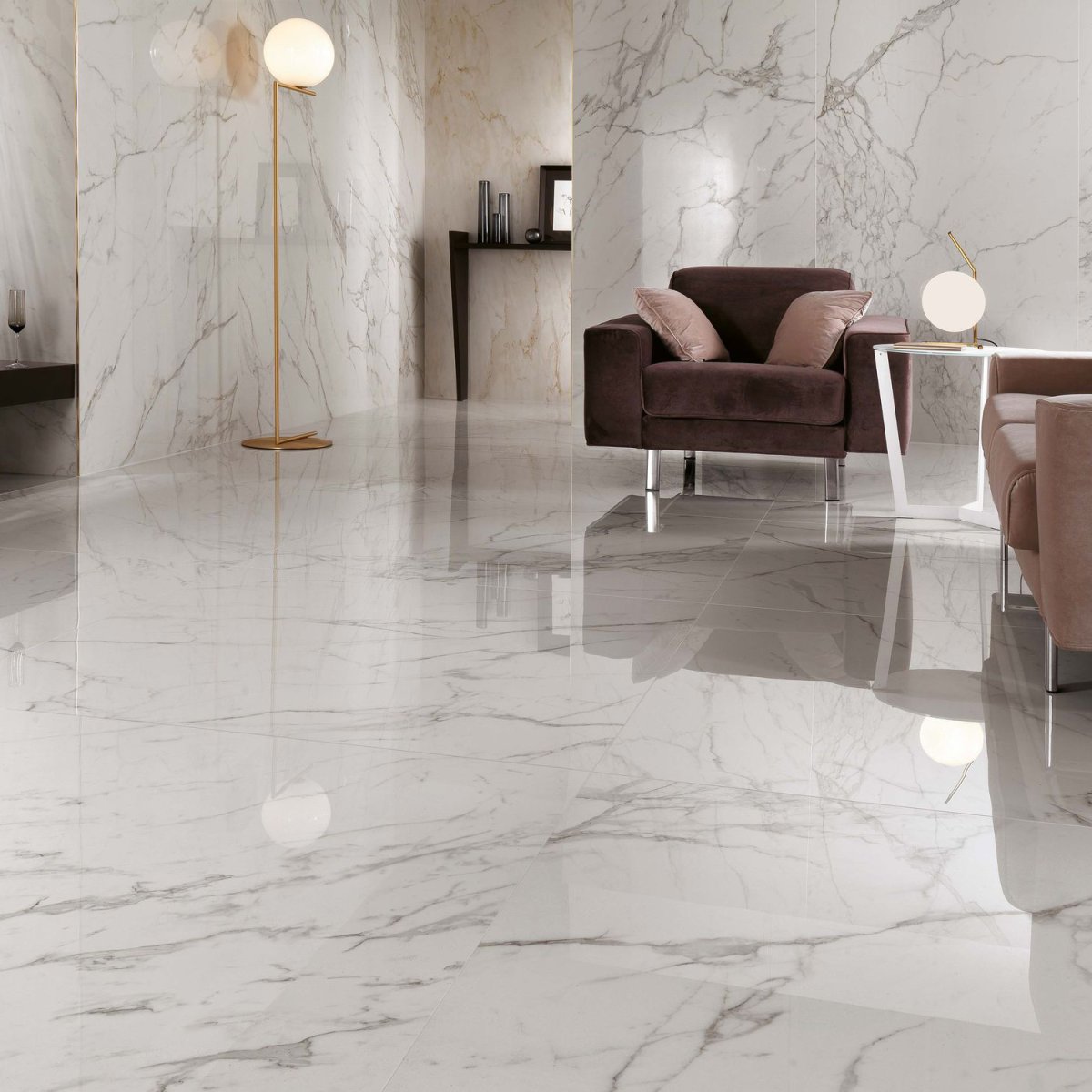 Керамогранит soft marble 60x60 серый в интерьере