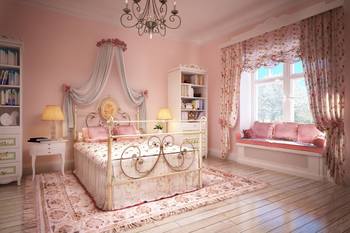 Спальня принцессы в Кантри стиле девочковая
