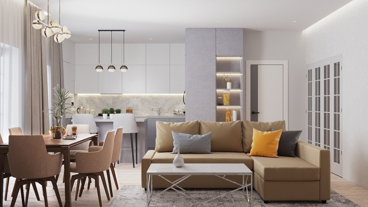 Интерьер в нюдовом цвете