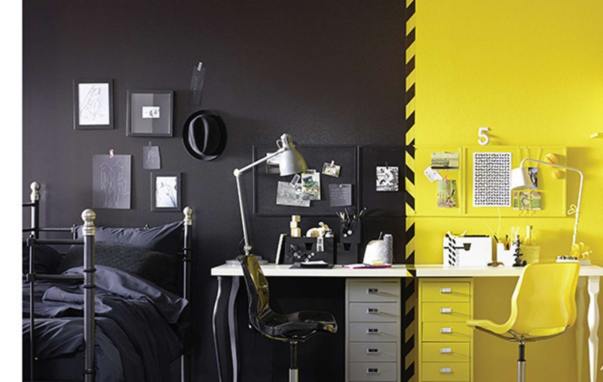 Спальня с желтыми акцентами