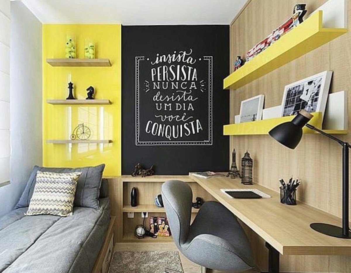 Черно желтая комната для подростка