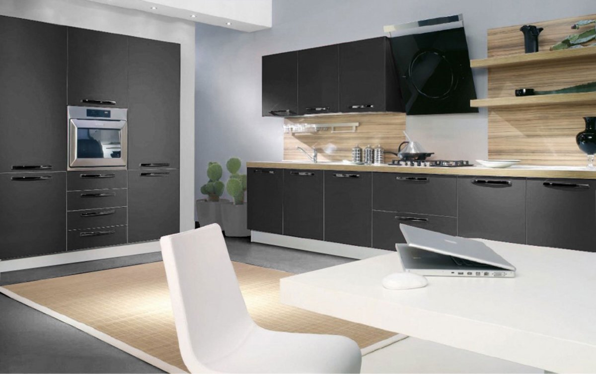 Кухня в серо-коричневых тонах