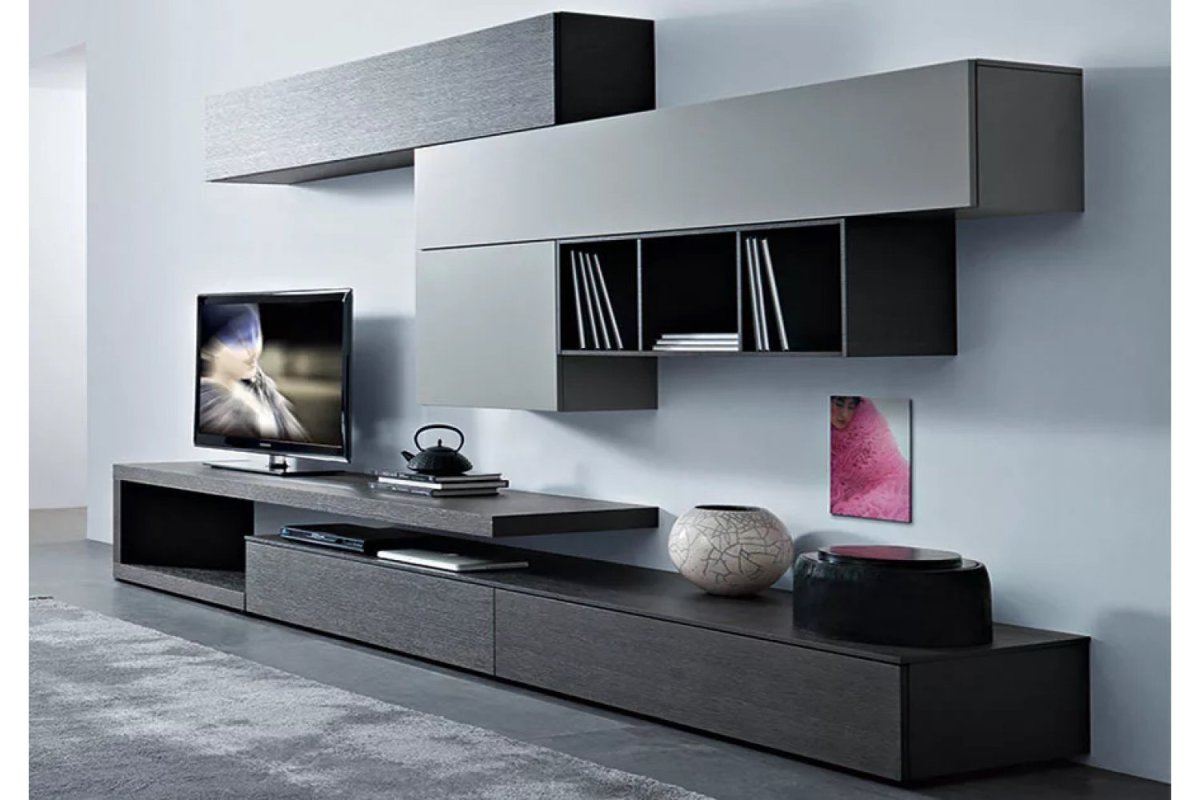 Стенка в зал черно белая