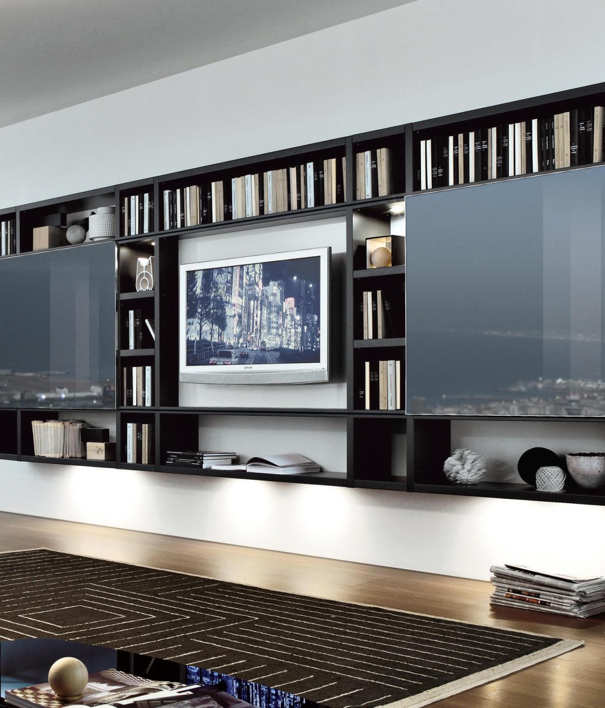 Стенка Лия-3 (белый/белый глянец)