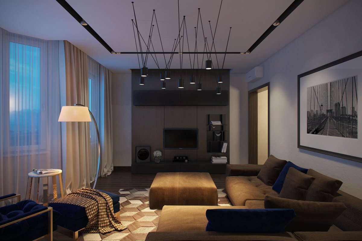 Точечное освещение в гостиной