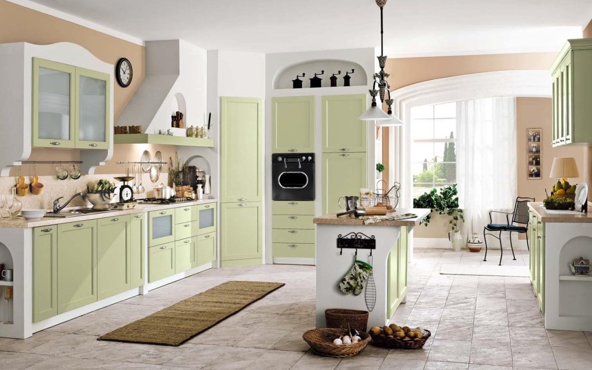 Кухня оливкового цвета