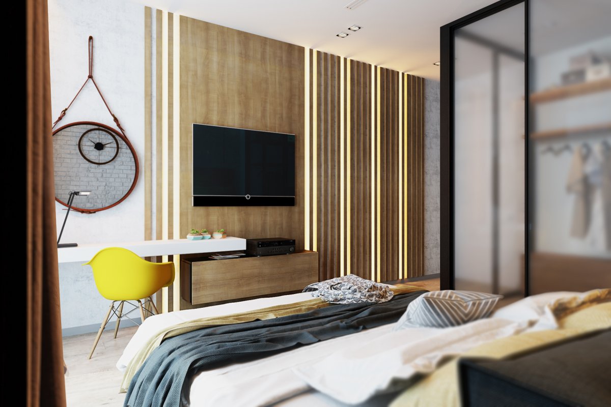 Акцентная стена в спальне