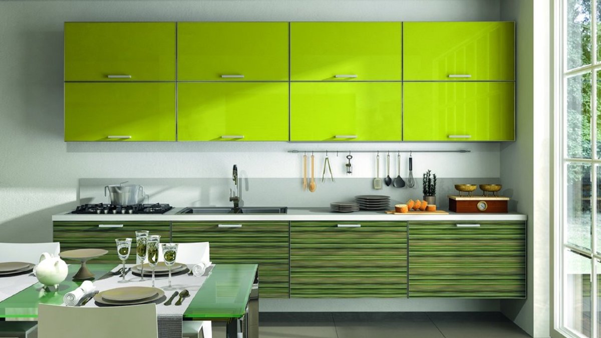 Кухня оливы и фисташкового цвета