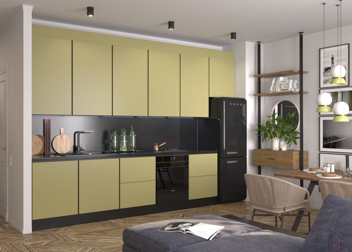 Кухня оливкового цвета в стиле Прованс