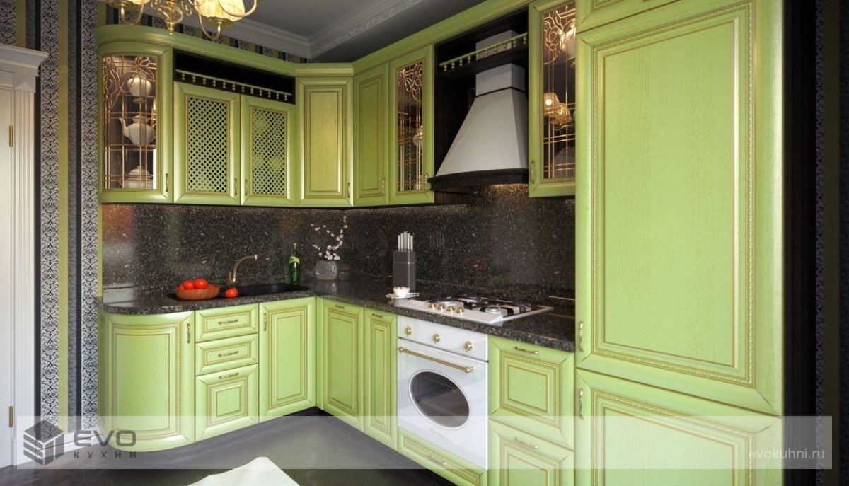 Зеленая кухня икеа в интерьере