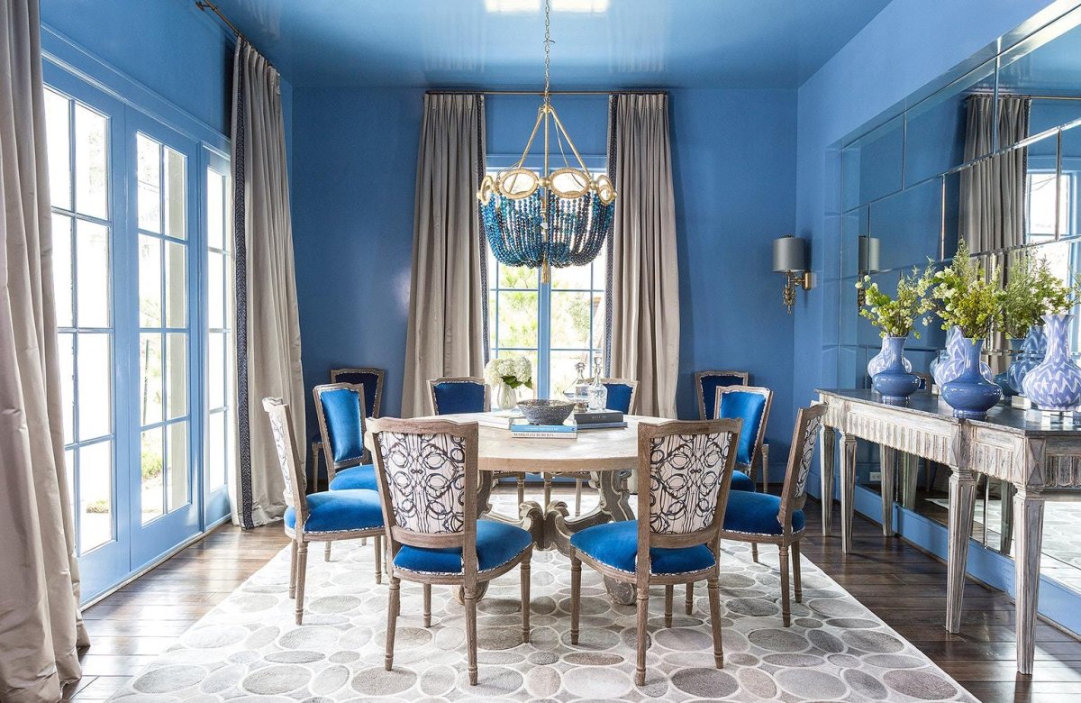 Кухня в серо голубом цвете