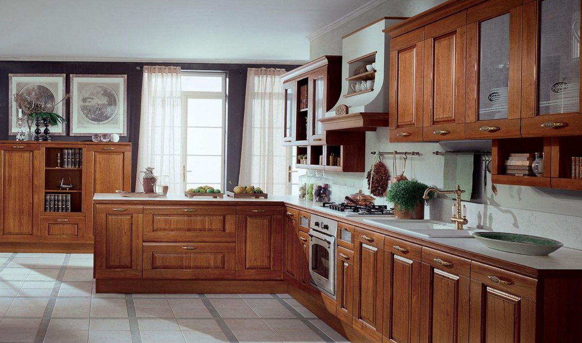 Кухня классика коричневая