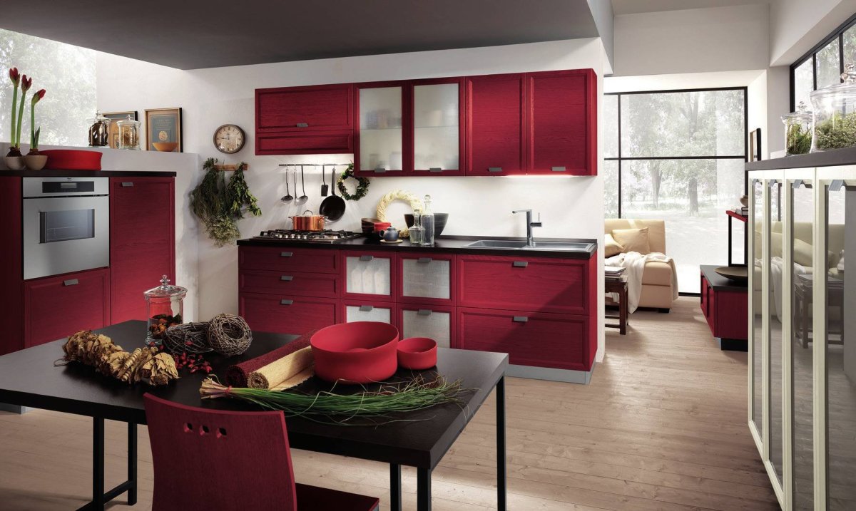 Синяя кухня гостиная