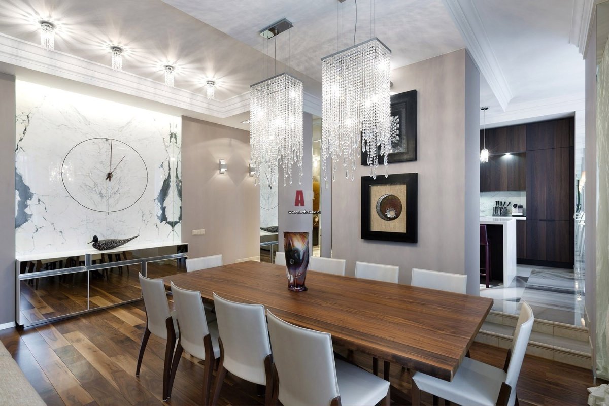 Трековые светильники в интерьере кухни