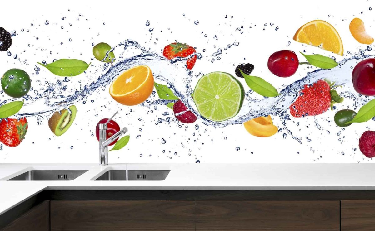 Стеклянный фартук для кухни фрукты
