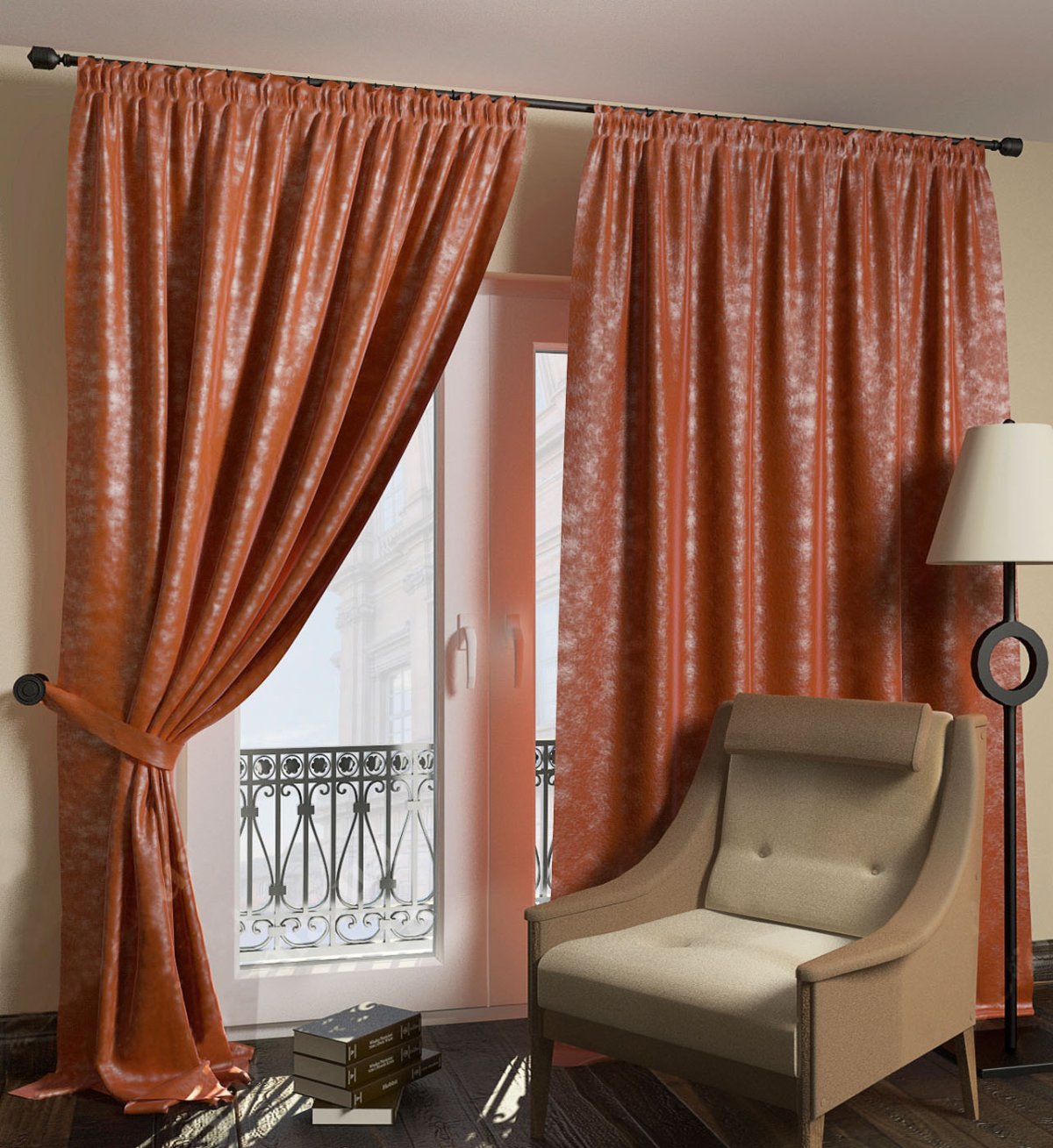 Шторы "Флорида" - 2, оранжевый