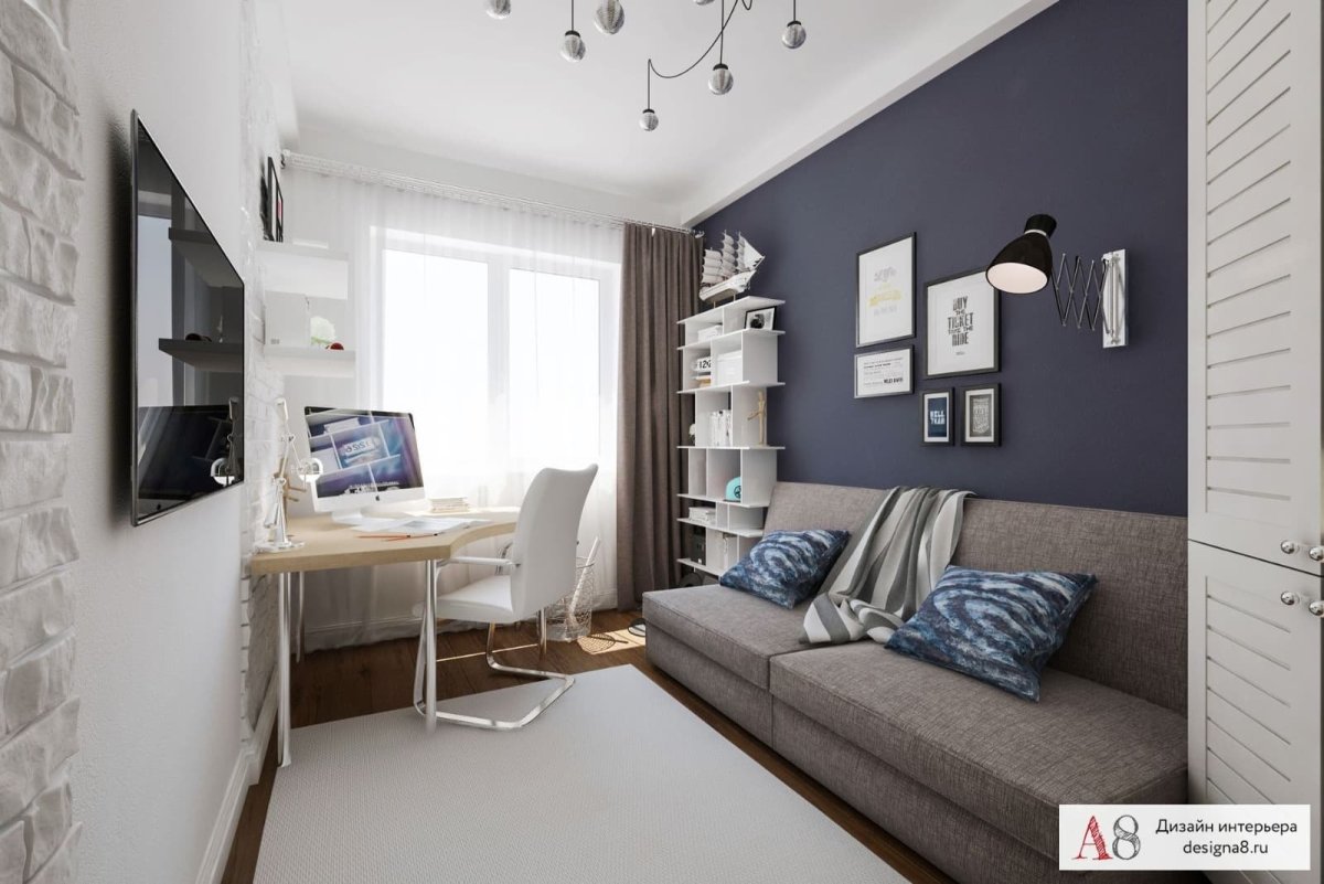 Дизайн узкой комнаты для подростка парня