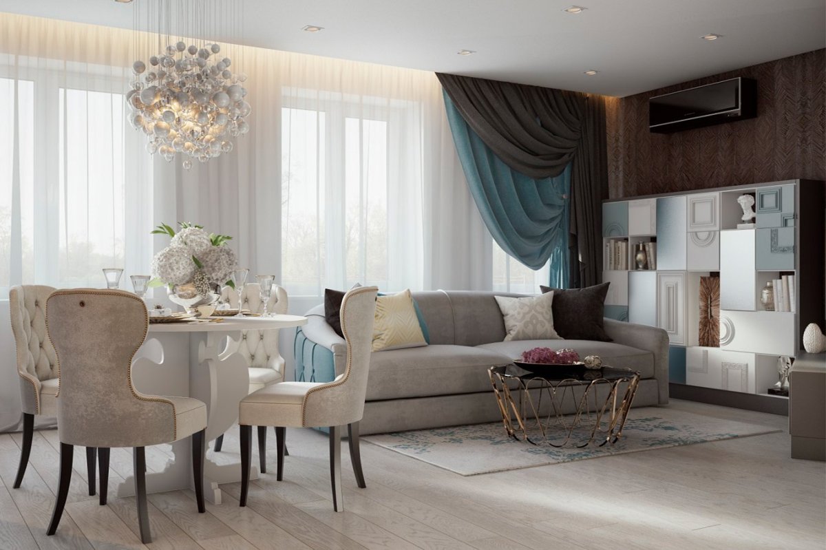 Гостиная в жемчужных тонах