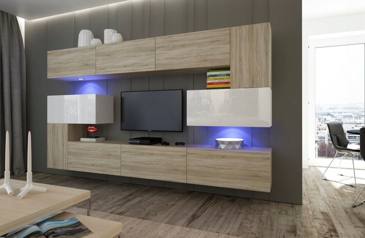 ТВ тумба 198 МДФ черный глянец