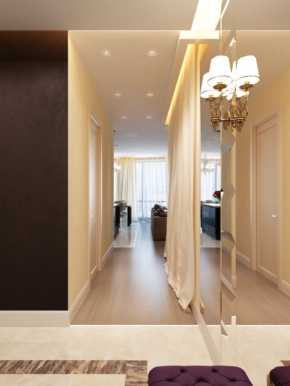 Бежево коричневый коридор