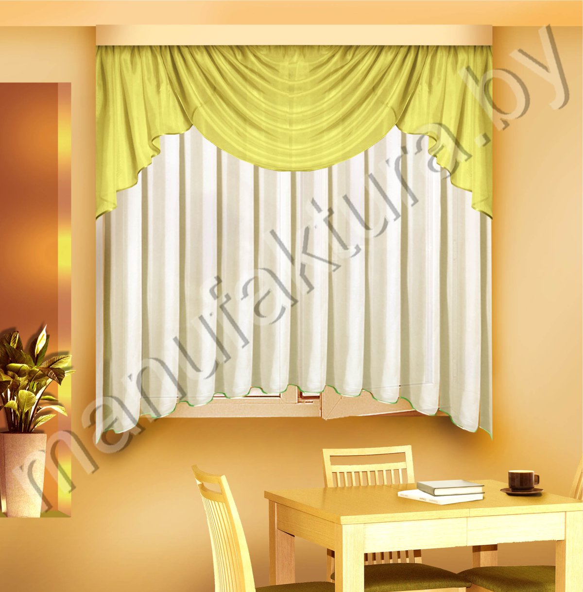 Ламбрекены для кухни салатовый