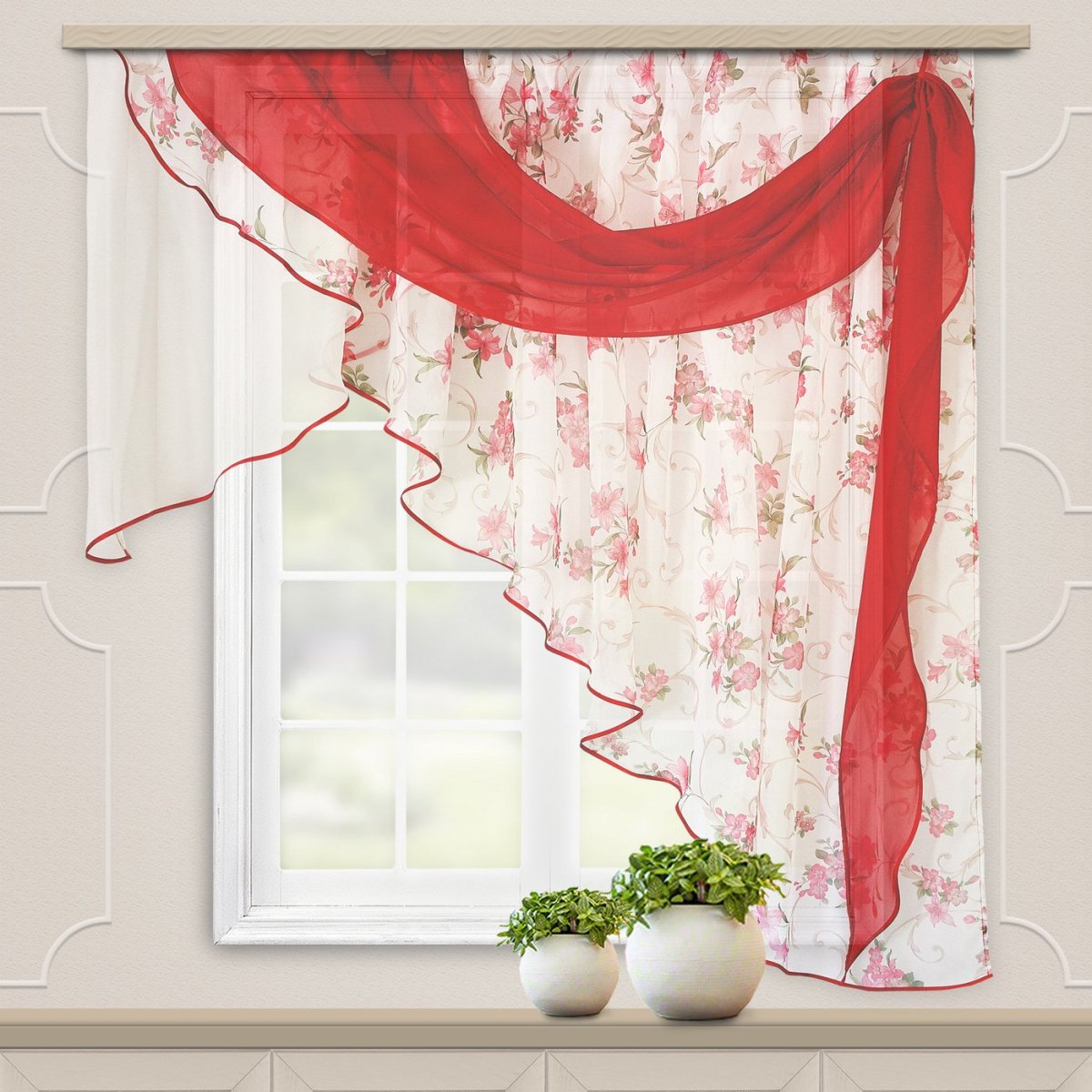 Оранжевые занавески на кухню