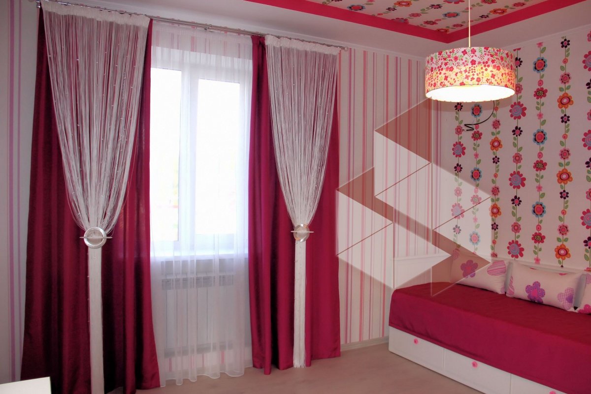 Шторы в детскую девочке потолочный карниз