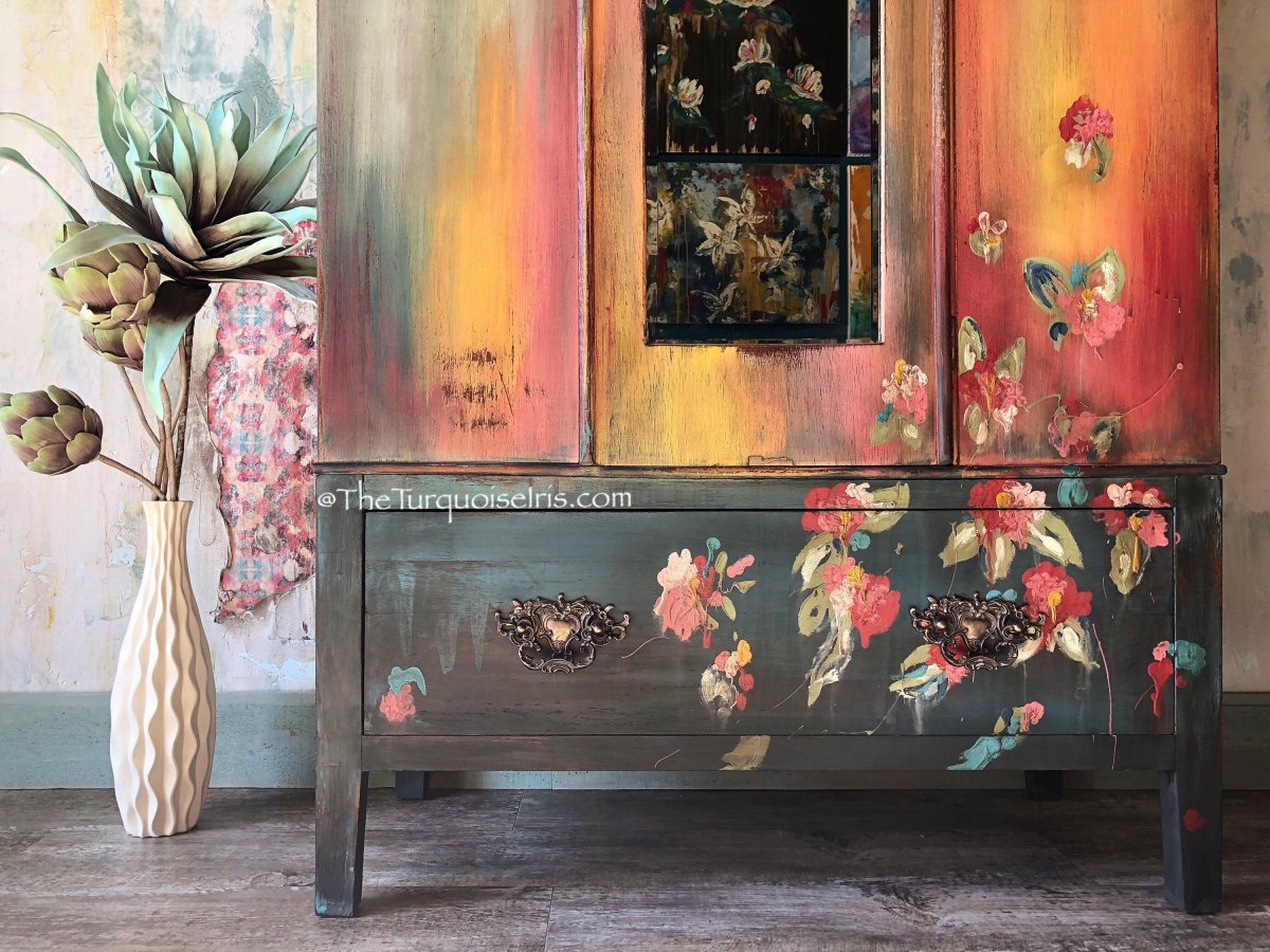 Расписная мебель зеленая