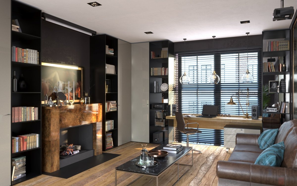 Гостиная спальня с рабочим местом