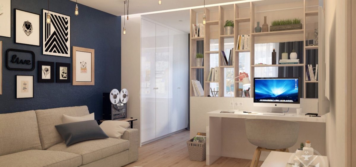 Маленькая гостиная с рабочим местом