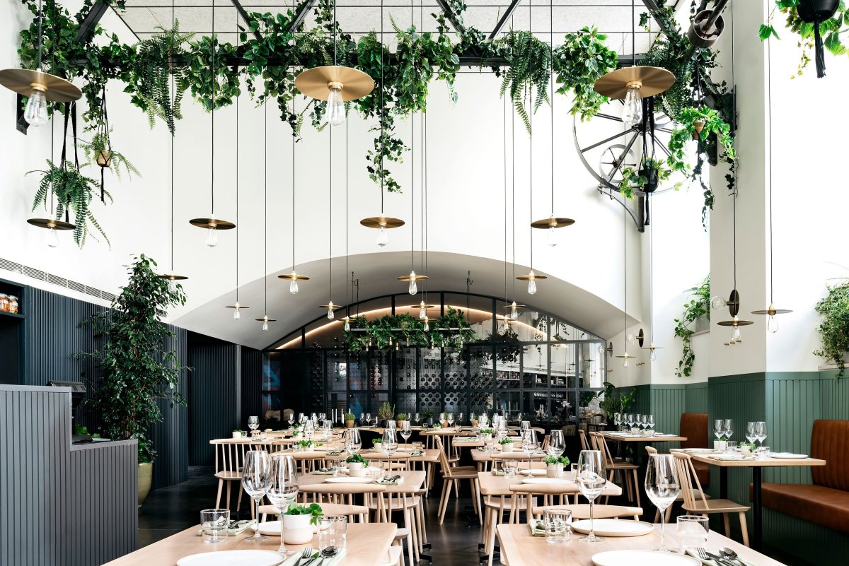 Зелень в интерьере ресторана