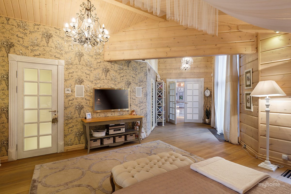 Гостиная белая вагонка