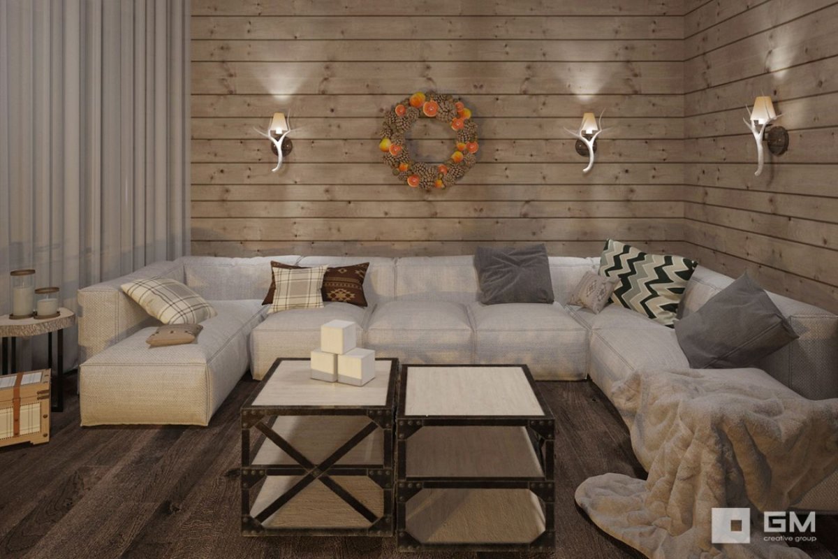 Интерьер Прованс имитация бруса