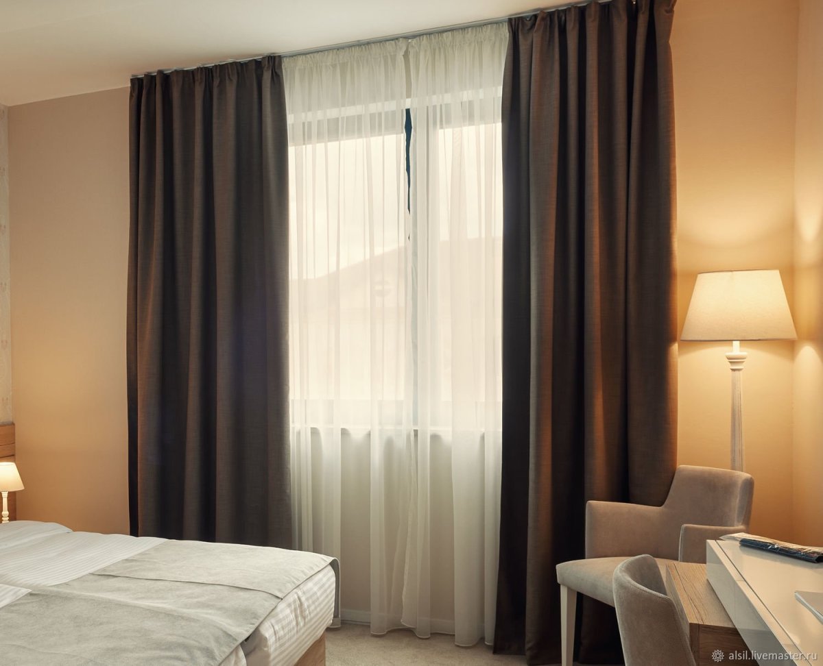 Ночные занавески в спальню в современном стиле