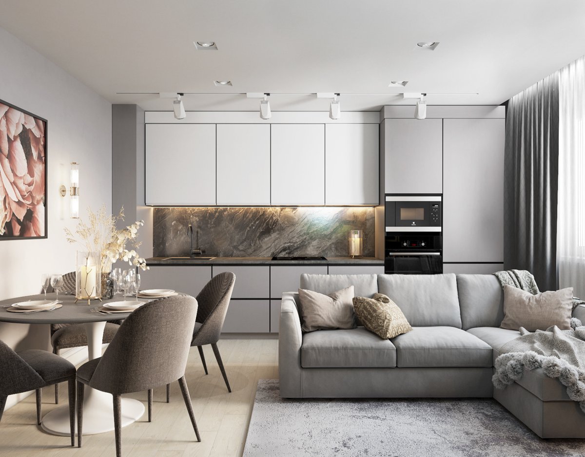 Кухня-гостиная в минималистическом стиле