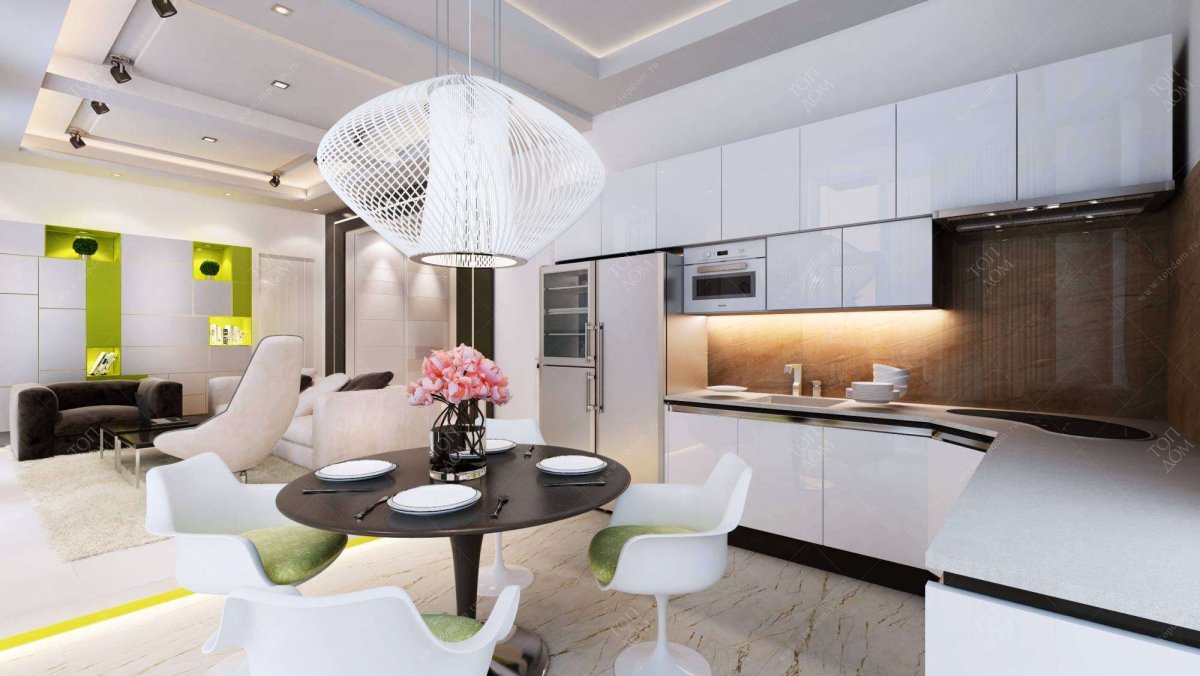 Большая светлая кухня