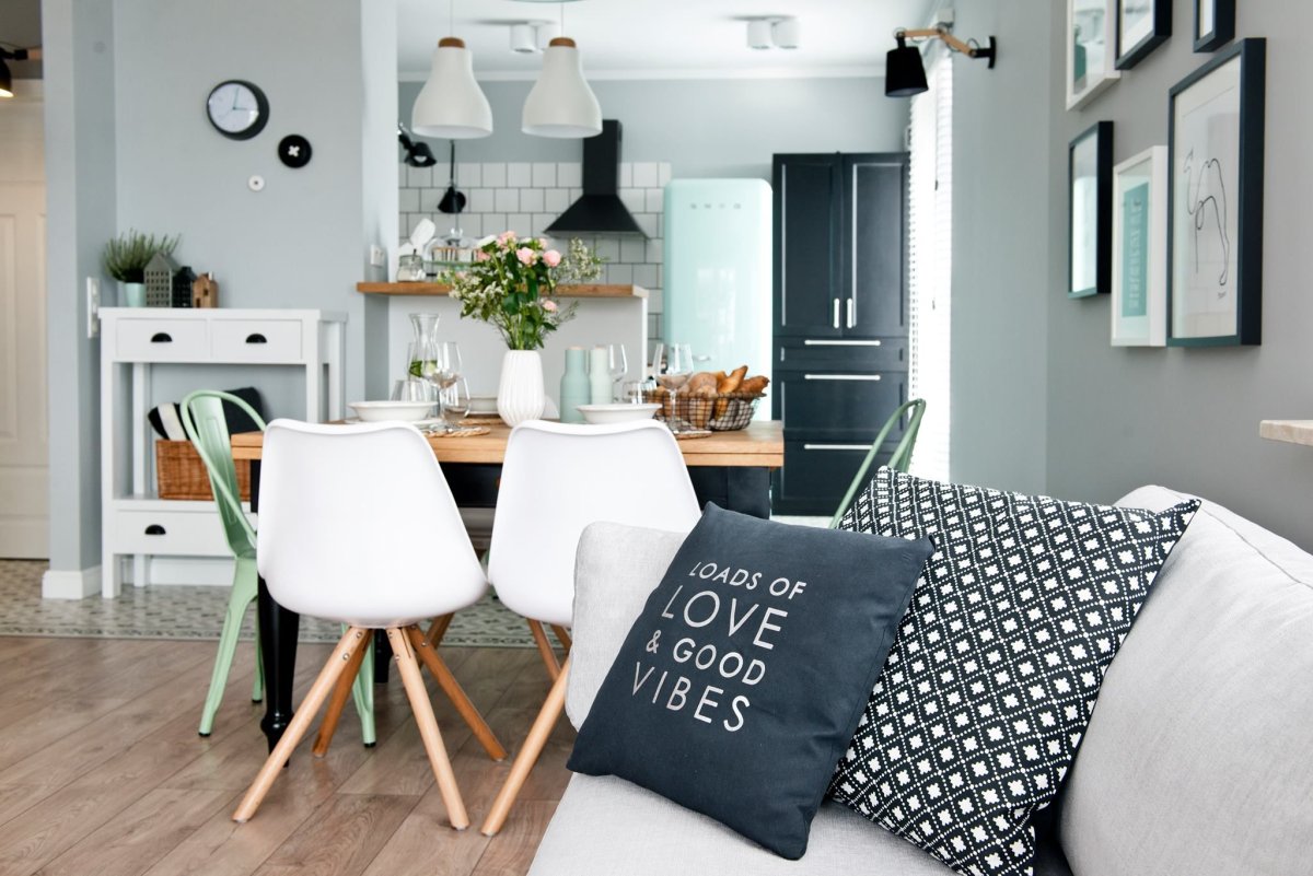 Зеленая кухня в скандинавском стиле