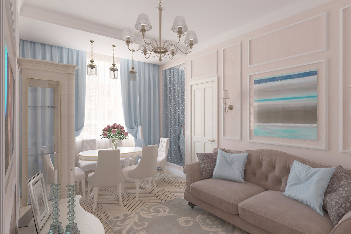 Интерьер зала в сталинке