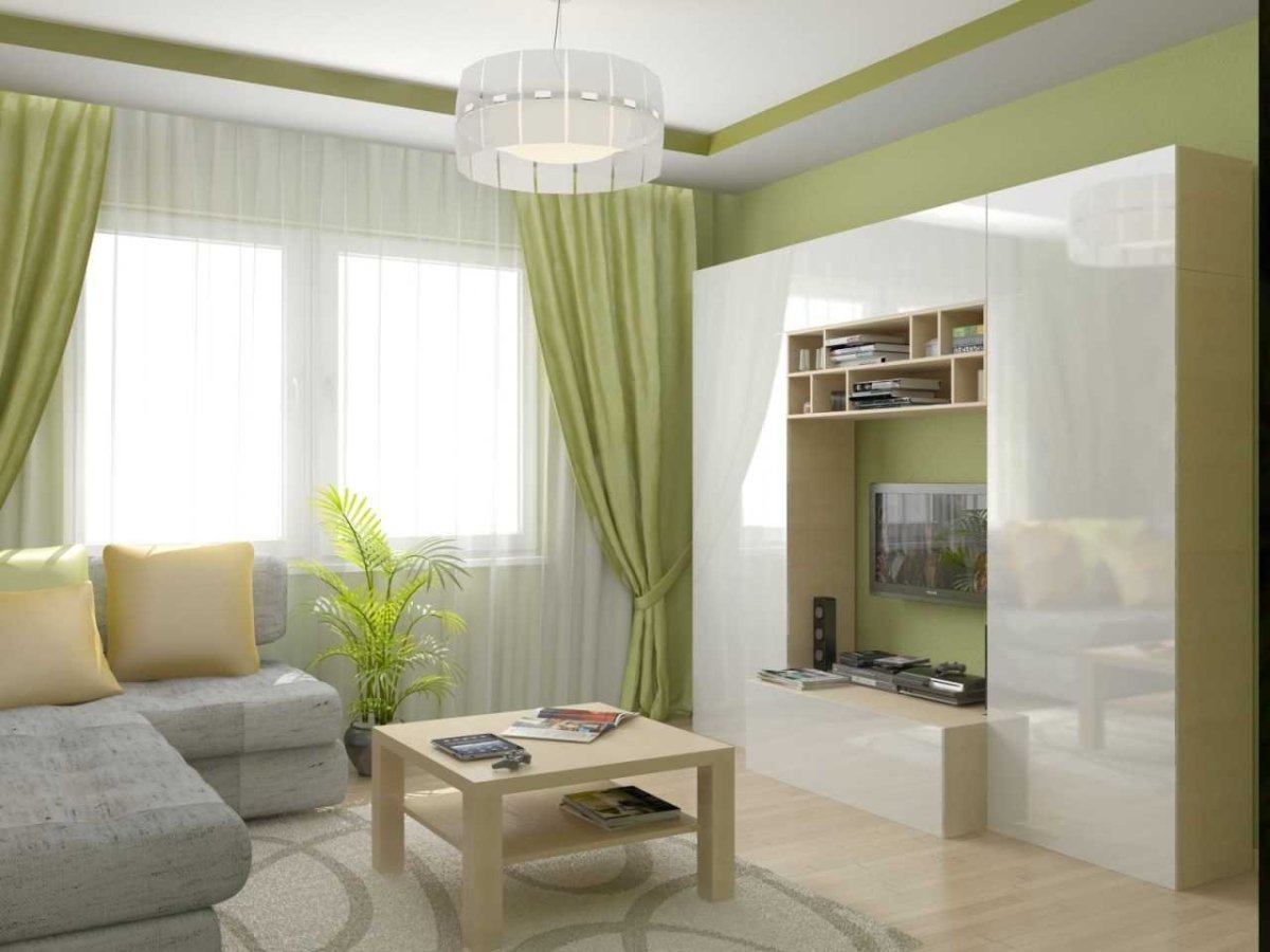 Зал в коричнево зеленых тонах