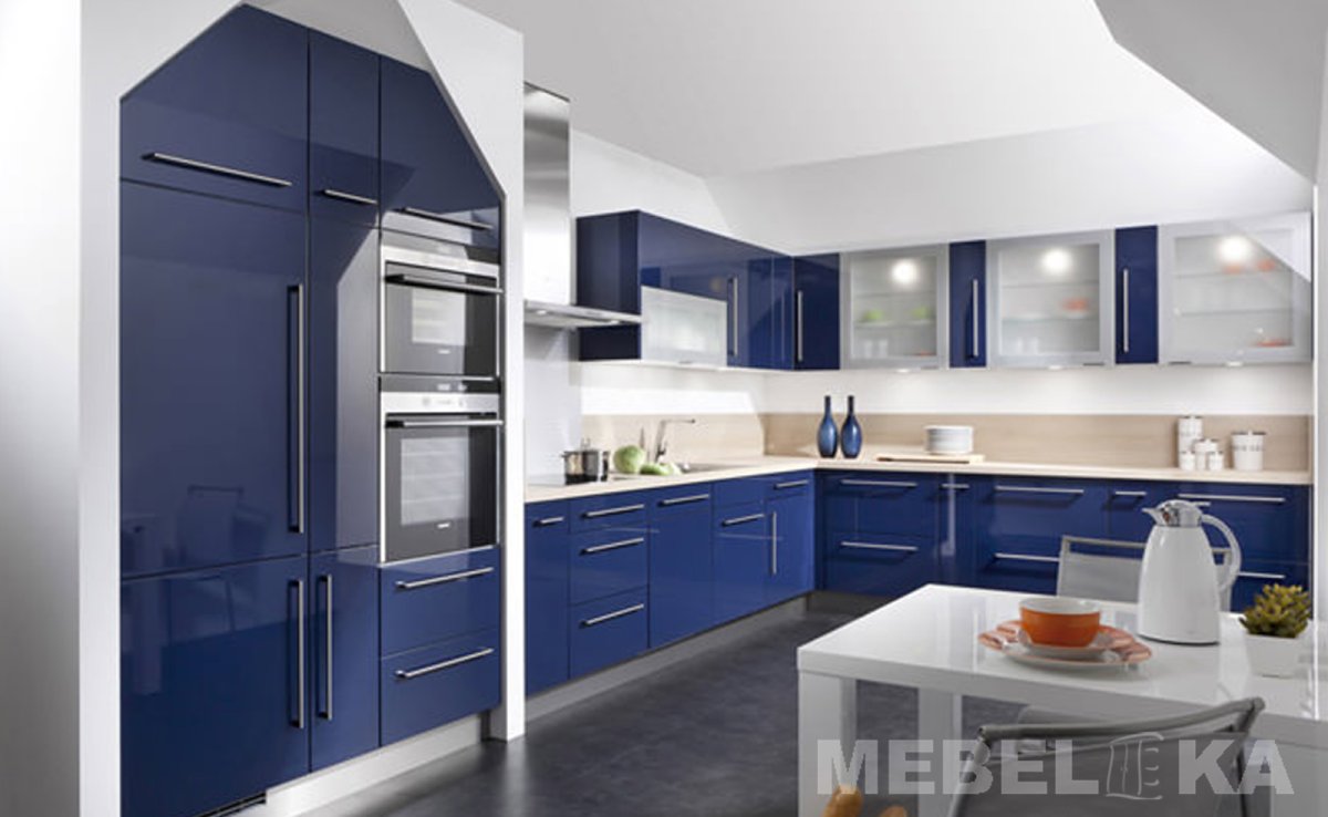 Сине бежевая кухня